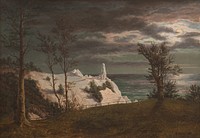 The "Summer Spire" on the Chalk Cliffs of the Island Mon.Moonlight by F. Sødring