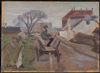 The painter ølund-Hansen paints sitting in a carriage by Immanuel Ibsen