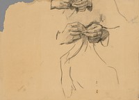Study of women's hands sewing by Ladislav Mednyánszky