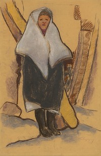 Girl in a white woolen scarf