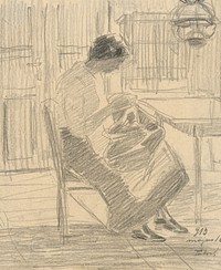 Woman sewing at the table