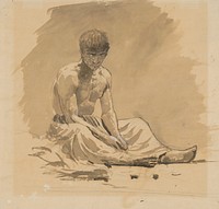 Man sitting half-naked by Ladislav Mednyánszky