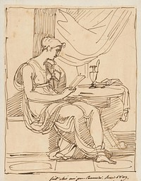 Seated woman reading in an empire dress