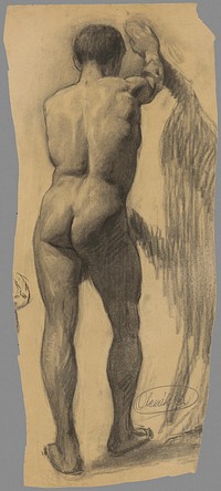 Study of a man leaning on a wall