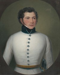 Portrait of a young soldier in a white uniform