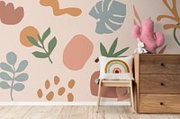 Wall mockup, botanical interior design psd