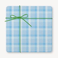 Gift box mockup, blue flannel design psd