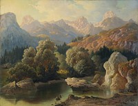 Triglav from Bohinj, Triglav iz Bohinja (1861) painting by Anton Karinger.