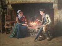 Chimney Corner (1893) oil painting by Henry Mosler.