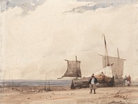 Beach Scene (1825) watercolor painting by Richard Parkes Bonington.