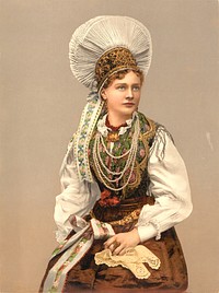 Girl in Native Costume, Carniola, Austro-Hungary. The portrait of Berta Lergetporer wearing the Slovenian national costume (1897).