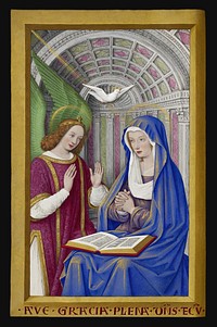 Annunciation, miniature from the Grandes Heures of Anne of Brittany (16th century) by Jean Bourdichon.
