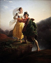 Bianca Cappello et son amant fuyant vers Florence &agrave; travers les Apennins (1842) by Louis Ducis
