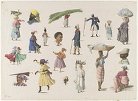 Various Types of Surinamese (1848-1888) watercolor by Arnold Borret.