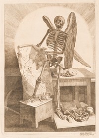 A Winged Skeleton Holding an Anatomical Drawing, NGA 162365 (1779) by Jacques Gamelin.