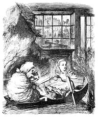 Alice Rows the Sheep, a scene  from Alice's Adventures in Wonderland (1865) by John Tenniel