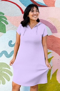 Women's apparel mockup, psd dress, young woman posing