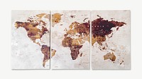 World map collage element psd