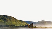 Scotland castle landscape, border background   psd