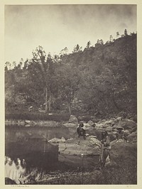 View on Apache Lake, Sierra Blanca Range, Arizona, Two Apache Scouts in the Foreground by Timothy O'Sullivan