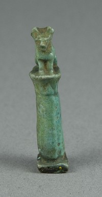 Amulet of a Cat Sitting on a Papyrus Column by Ancient Egyptian