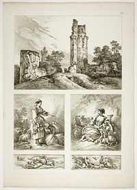 Plate Sixteen of 38 from Oeuvres de J. B. Huet by Jean Baptiste Huet