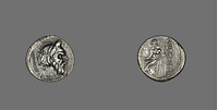 Denarius (Coin) Depicting Mask of Pan by Ancient Roman
