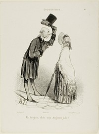 “Hello, Angel, always pretty...,” plate 3 from Coquetterie by Honoré-Victorin Daumier