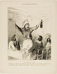 A Last Toast! “Gentlemen, let's not go back on board without a final toast in honour of the two things which, most of all, bring charm to our lives... let's drink to the ladies and cold veal!,” plate 18 from Les Canotiers Parisiens by Honoré-Victorin Daumier