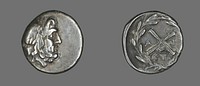Hemidrachm (Coin) Depicting the God Zeus Amarios by Ancient Greek