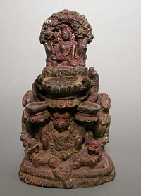 Lamp with Deified Figure Upheld by Garuda
