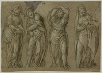 Four Standing Draped Female Figures by Paolo Farinato