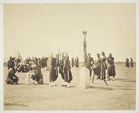 The Raised Flag of the Zouave Regiment, Camp de Châlons by Gustave Le Gray