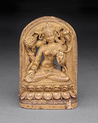 Goddess White Tara with Kneeling Donor at Base