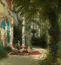 The Interior of the Palm House on the Pfaueninsel Near Potsdam by Carl Blechen