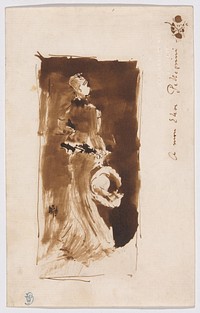 Sketch after "Arrangement in Brown and Black: Portrait of Miss Rosa Corder" by James McNeill Whistler