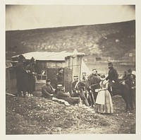 Camp of the 4th Dragoon Guards, convivial party, French & English by Roger Fenton