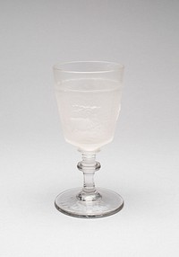 "Westward Ho!/Pioneer" pattern goblet (one of a set of four) by Gillinder and Sons (Manufacturer)