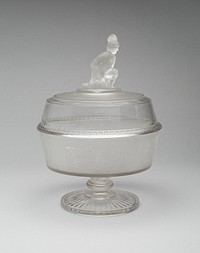 "Westward Ho!/Pioneer" pattern covered footed compote by Gillinder and Sons (Manufacturer)