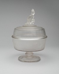 "Westward Ho!/Pioneer" pattern covered footed compote by Gillinder and Sons (Manufacturer)