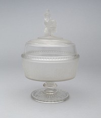 "Westward Ho!/Pioneer" pattern covered footed compote by Gillinder and Sons (Manufacturer)