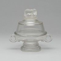"Jumbo"/Elephant pattern covered butter dish by Canton Glass Company (Manufacturer)