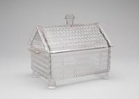 "Log Cabin" pattern covered dish by Central Glass Company (Manufacturer)