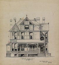 Presentation Design Drawings, Residence for Dr. Stratford, Chicago, Illinois, Front Elevation by George Gorball (Architect)