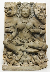 Ten-Armed Goddess Durga, Seated on a Double Lion Throne