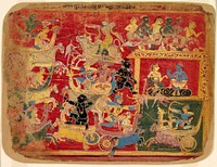 Battle of the Forces of Krishna and Bana, from a copy of the Dispersed Bhagavat Purana