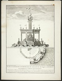 Plan and Elevation of a Music Room, plate three from Description des Festes Données par la Ville de Paris by Jacques François Blondel