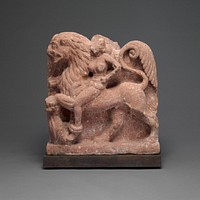 Double -Sided Capital with Female Figure Astride a Lion