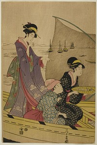 Women on a Fishing Boat by Chokosai Eisho