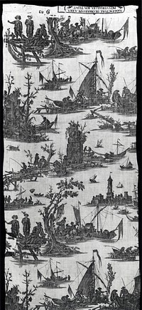 La Péche et la Commerce Maritime (Fishing and Maritime Trade) (Furnishing Fabric) by Jean Jacques Le Veau (Engraver)